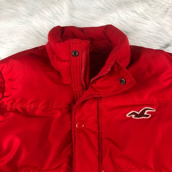 Hollister Men’s XL Puffer Down Jacket Coat Red - Picture 2 of 5